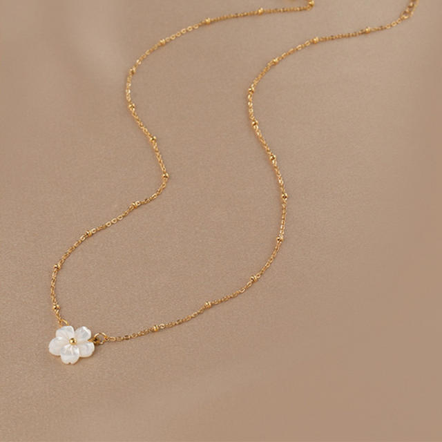 Holiday shell flower stainless steel necklace bracelet rings suit