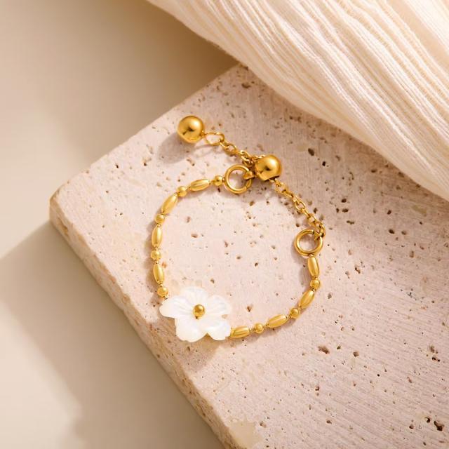 Holiday shell flower stainless steel necklace bracelet rings suit