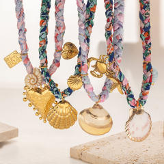 Stainless Steel Pendant Necklace SimpleColorful Small Fresh Thick Rope Shell Conch Necklace for Women