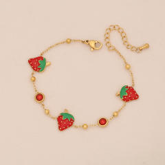 Cute strawberry stainless steel choker necklace
