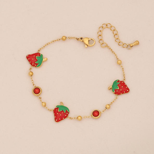 Cute strawberry stainless steel choker necklace