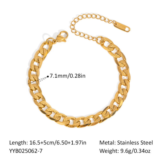 Thick cuban link chain stainless steel necklace bracelet suit DIY charm chain