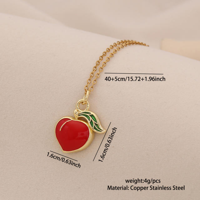Cute Cherry Strawberry Pendant Necklace Fashion All-match stainless steel necklace