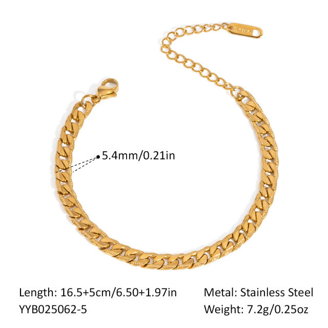 Thick cuban link chain stainless steel necklace bracelet suit DIY charm chain