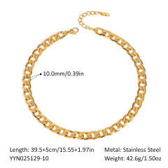 Thick cuban link chain stainless steel necklace bracelet suit DIY charm chain