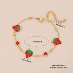 Cute strawberry stainless steel choker necklace