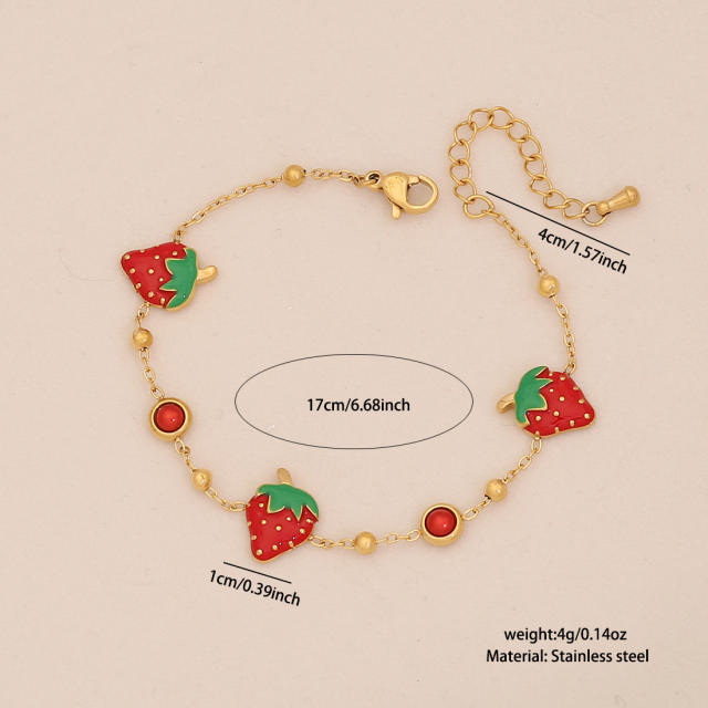 Cute strawberry stainless steel choker necklace