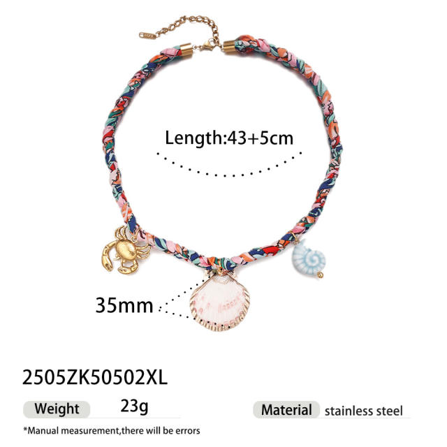 Stainless Steel Pendant Necklace SimpleColorful Small Fresh Thick Rope Shell Conch Necklace for Women