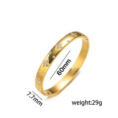 Non-fading Diamond Four-leaf Flower Women's stainless steel bangle