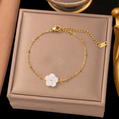 Holiday shell flower stainless steel necklace bracelet rings suit