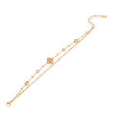 Delicate diamond clover two layer stainless steel bracelet