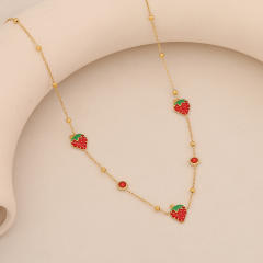 Cute strawberry stainless steel choker necklace