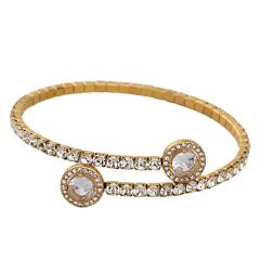 Fashion Single Row Crystal Zirconium Inlaid Round Full Diamond Open Claw Chain Stainless Steel Bracelet