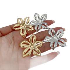 Hollow four-leaf five-leaf flower 18k gold plating copper all-match earrings