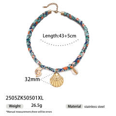Stainless Steel Pendant Necklace SimpleColorful Small Fresh Thick Rope Shell Conch Necklace for Women