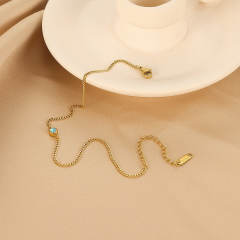 Simple birthstone stainless steel anklet