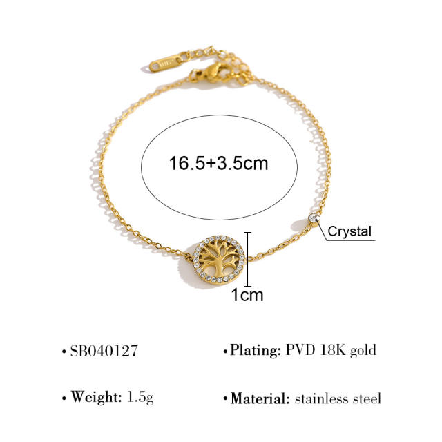 Simple hollow four leaf clover flower stainless steel bracelet diamond bracelet