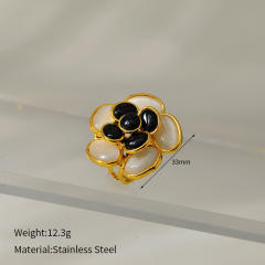 Colorful opal stone enamel flower stainless steel necklace earrings rings