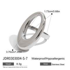 18K gold stainless steel smooth hollow oval stainless steel Joker ring