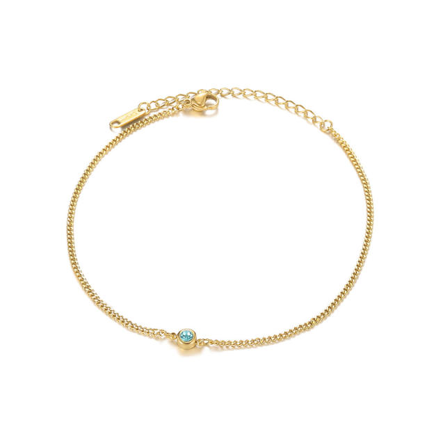 Simple birthstone stainless steel anklet
