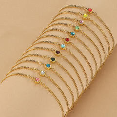Simple birthstone stainless steel anklet