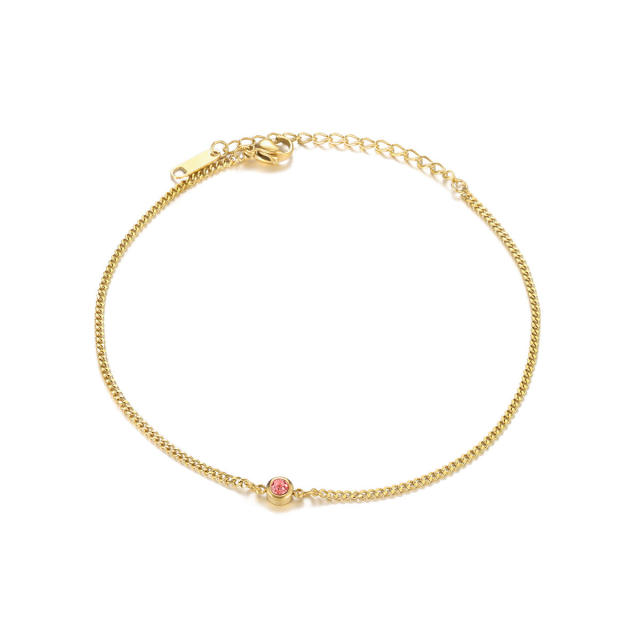 Simple birthstone stainless steel anklet
