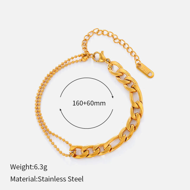 Easy match five petal flower heart clover charm stainless steel bracelet