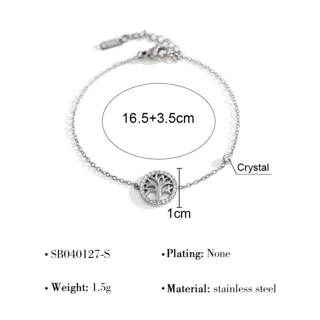 Simple hollow four leaf clover flower stainless steel bracelet diamond bracelet