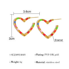 Colorfulful Bamboo Heart Oil Drop Earrings Stainless steel earrings