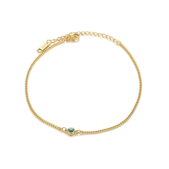 Simple birthstone stainless steel anklet