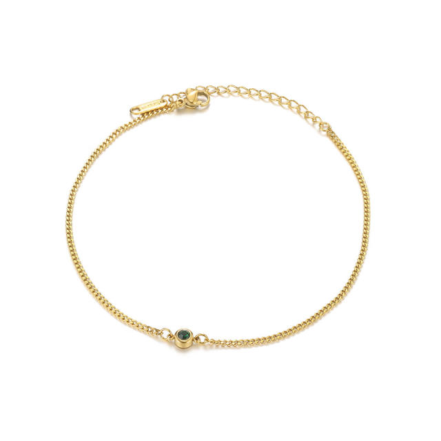 Simple birthstone stainless steel anklet