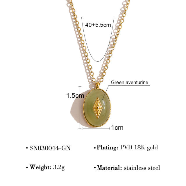 Titanium steel 18k teardrop-shaped natural stone necklace stainless steel necklace