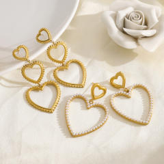 Creative big heart hollow design stainless steel earrings