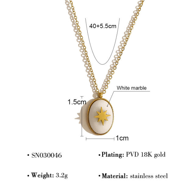 Titanium steel 18k teardrop-shaped natural stone necklace stainless steel necklace