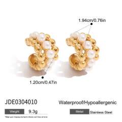 18KG pearl bead stainless steel ear cuff