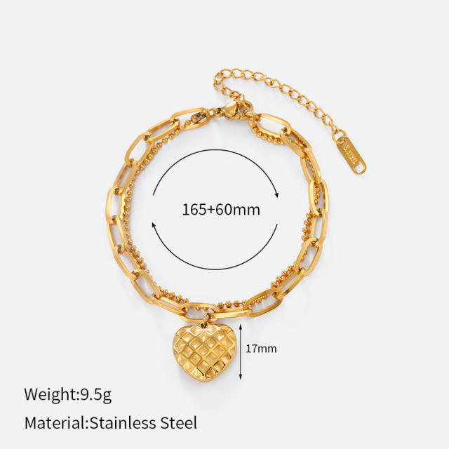 Easy match five petal flower heart clover charm stainless steel bracelet