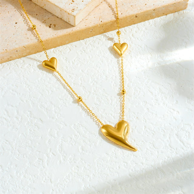 Easy match heart stainless steel necklace choker necklace
