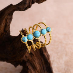 Vintage turquoise stone statement stainless steel rings