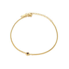 Simple birthstone stainless steel anklet