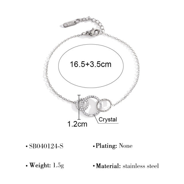 Simple hollow four leaf clover flower stainless steel bracelet diamond bracelet