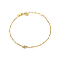 Simple birthstone stainless steel anklet