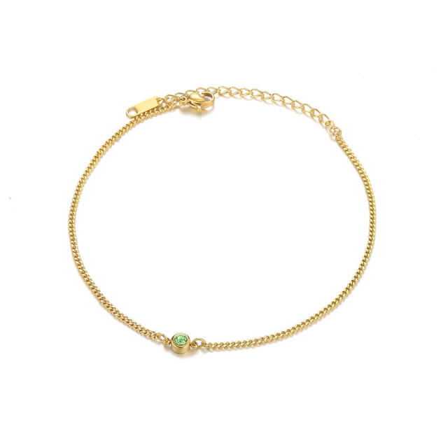 Simple birthstone stainless steel anklet