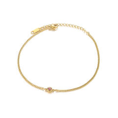Simple birthstone stainless steel anklet