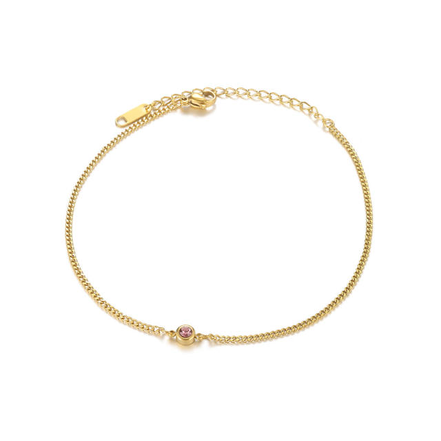 Simple birthstone stainless steel anklet