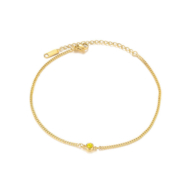 Simple birthstone stainless steel anklet