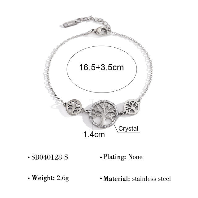 Simple hollow four leaf clover flower stainless steel bracelet diamond bracelet
