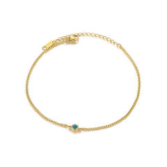Simple birthstone stainless steel anklet