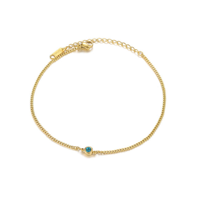Simple birthstone stainless steel anklet