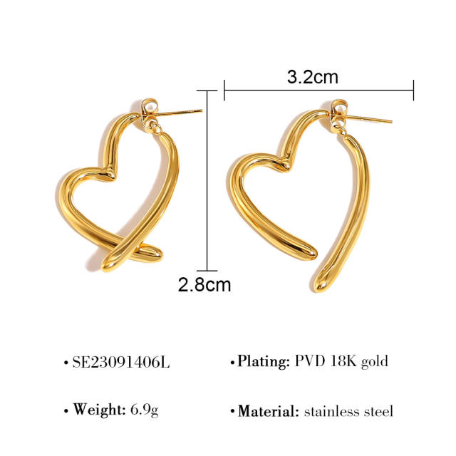 Colorfulful Bamboo Heart Oil Drop Earrings Stainless steel earrings