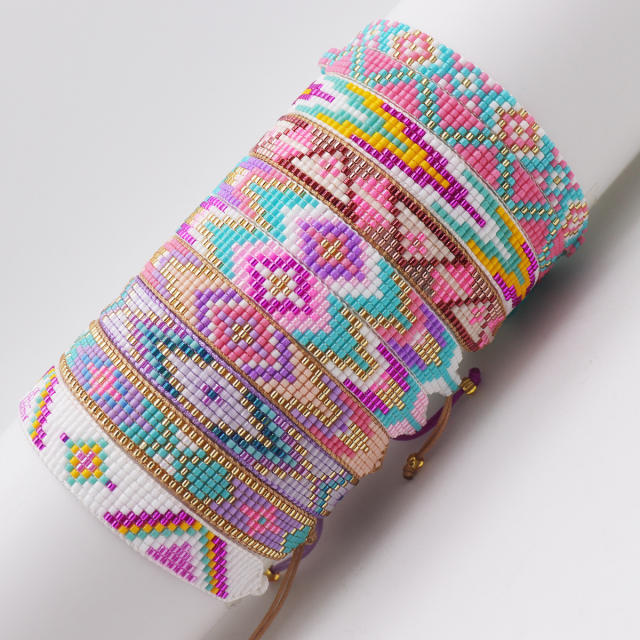 Personalized miyuki bead geometric pattern bracelet women's hand-woven beaded adjustable bracelet
